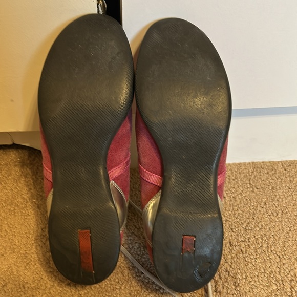 Prada Italy Red Stripe with silver leather and dark pink suede size 39 (US WM 9) - Picture 11 of 13